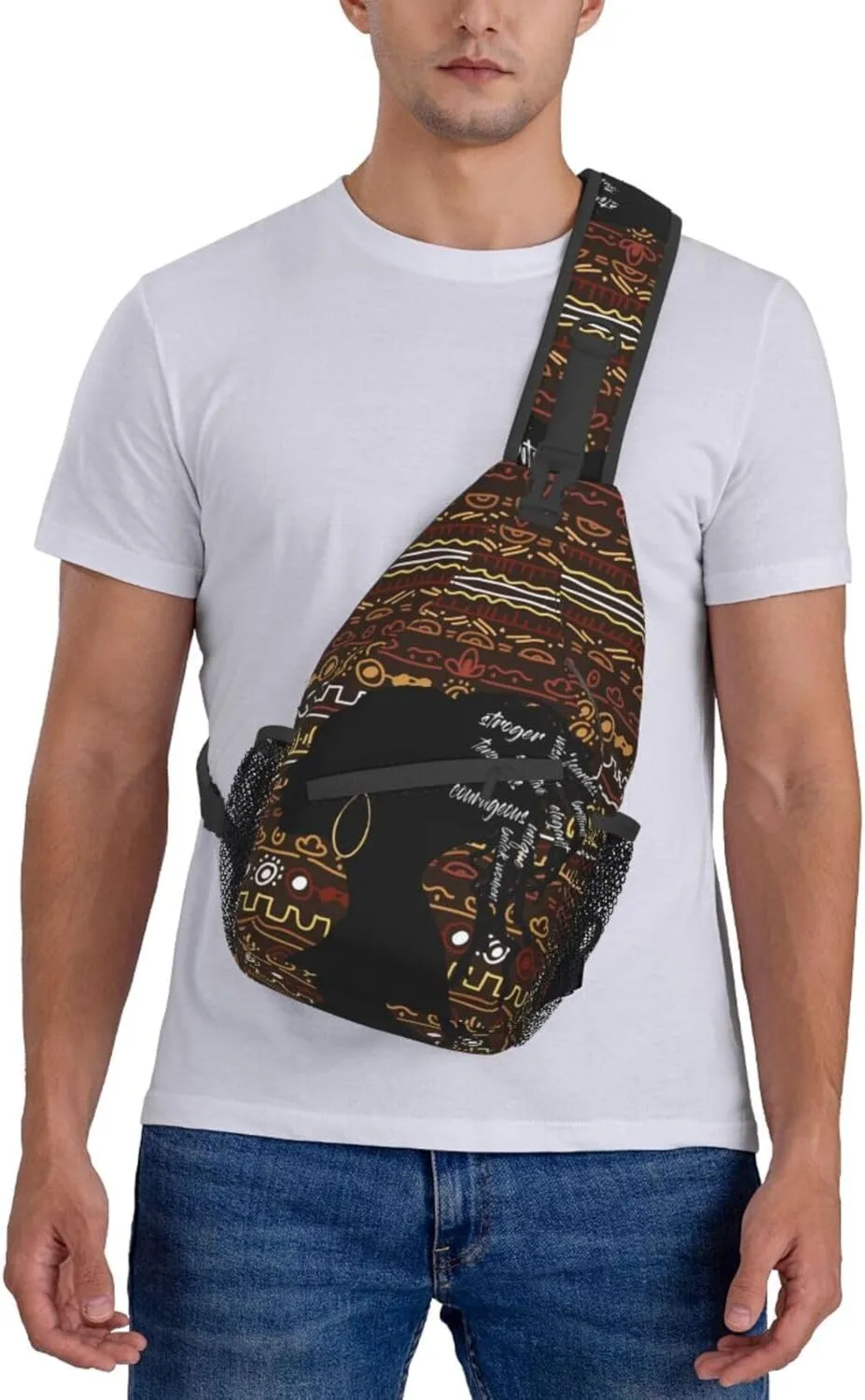 ASYG African American Womens Sling Bag African Women Crossbody Chest Daypack Casual Backpack Womens Shoulder Bag
