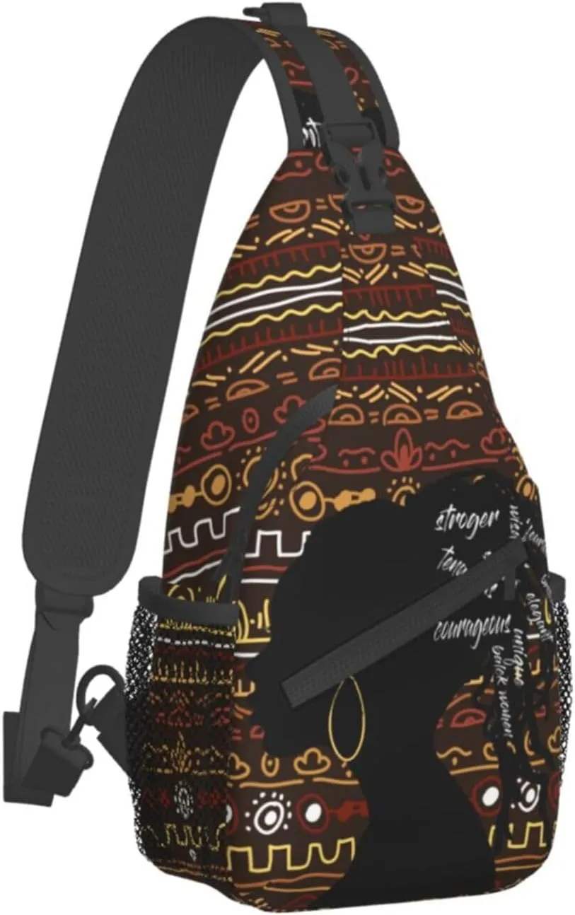 ASYG African American Womens Sling Bag African Women Crossbody Chest Daypack Casual Backpack Womens Shoulder Bag