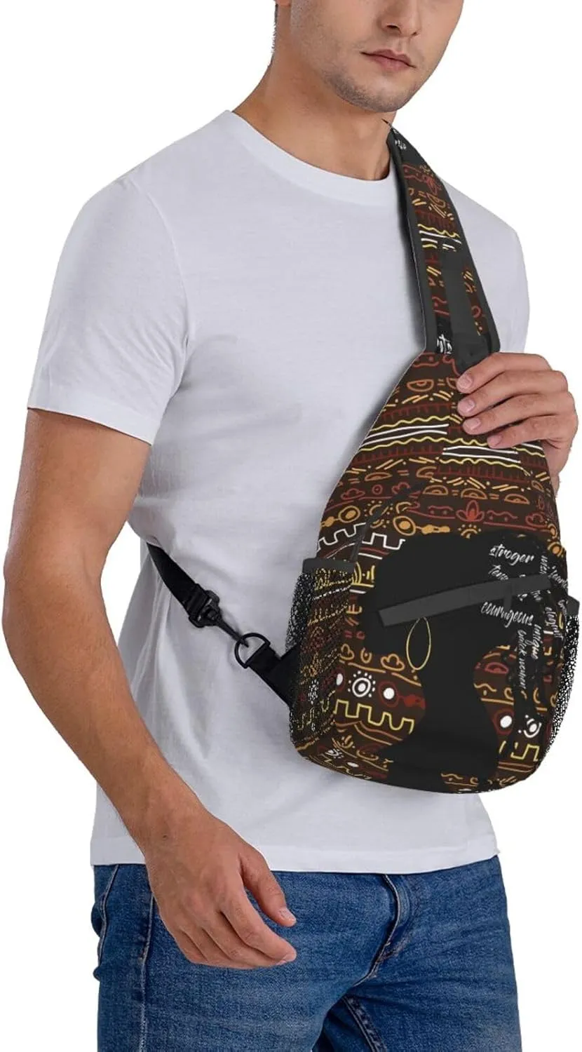 ASYG African American Womens Sling Bag African Women Crossbody Chest Daypack Casual Backpack Womens Shoulder Bag