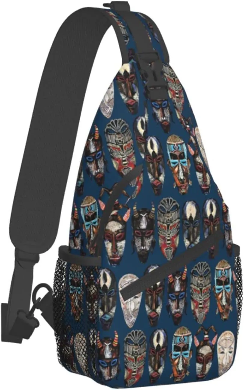 ASYG African Art Sling Bag Cute Crossbody Chest Daypack Casual Backpack African Shoulder Bag For Travel Picnic