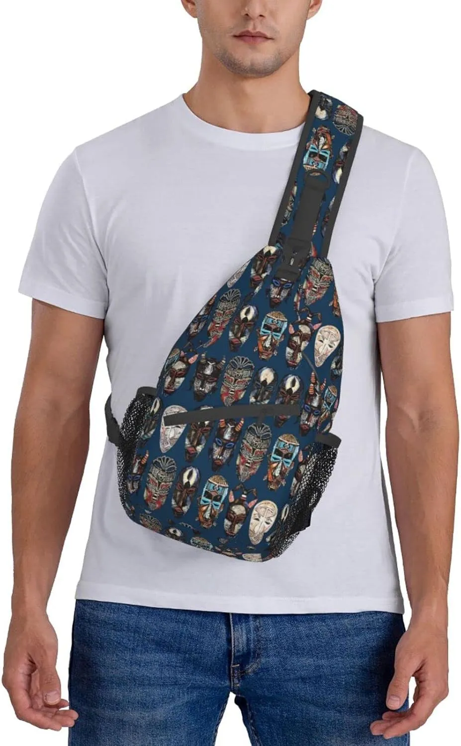 ASYG African Art Sling Bag Cute Crossbody Chest Daypack Casual Backpack African Shoulder Bag For Travel Picnic