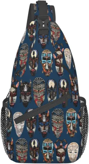 ASYG African Art Sling Bag Cute Crossbody Chest Daypack Casual Backpack African Shoulder Bag For Travel Picnic