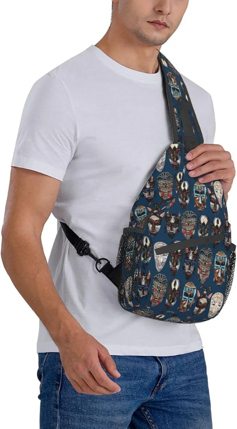 ASYG African Art Sling Bag Cute Crossbody Chest Daypack Casual Backpack African Shoulder Bag For Travel Picnic