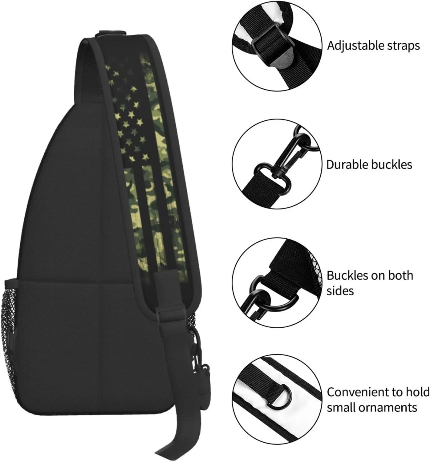 ASYG American Flag Sling Bag Crossbody Chest Daypack Casual Backpack Shoulder Bag For Travel Hiking Picnic