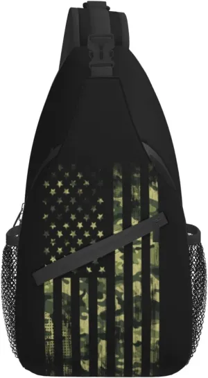 ASYG American Flag Sling Bag Crossbody Chest Daypack Casual Backpack Shoulder Bag For Travel Hiking Picnic