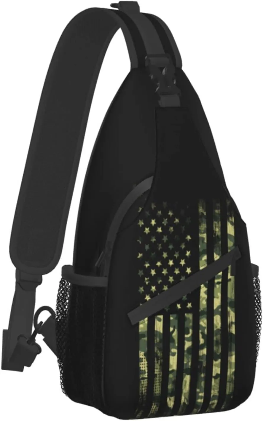 ASYG American Flag Sling Bag Crossbody Chest Daypack Casual Backpack Shoulder Bag For Travel Hiking Picnic