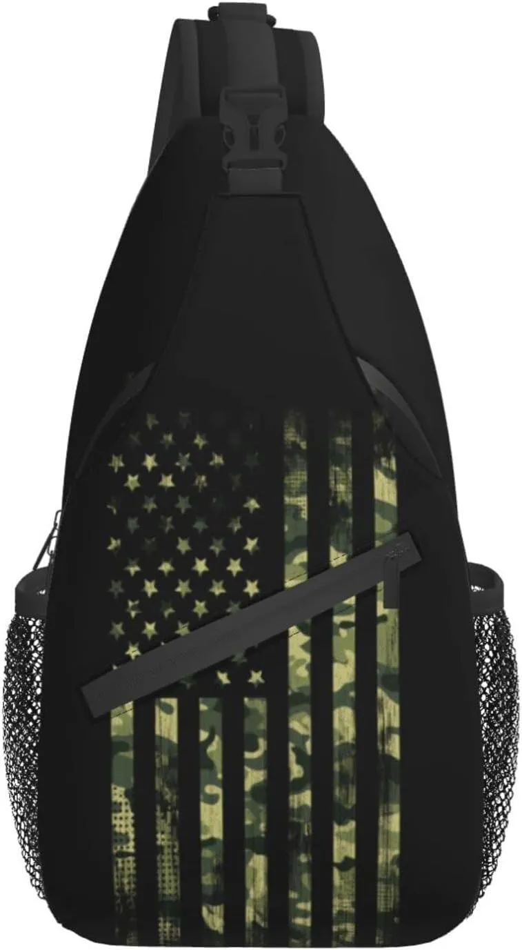ASYG American Flag Sling Bag Crossbody Chest Daypack Casual Backpack Shoulder Bag For Travel Hiking Picnic