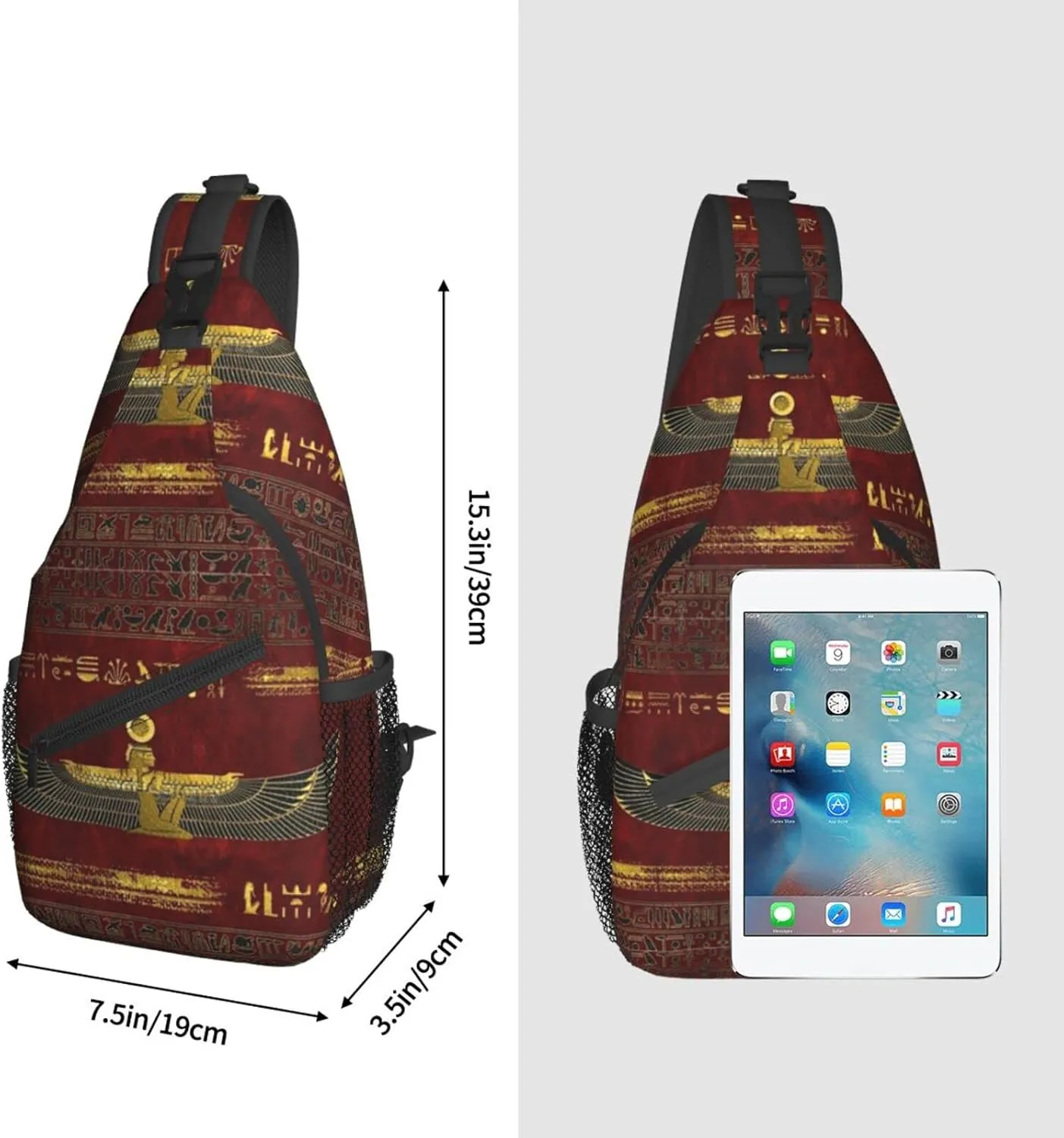 ASYG Ancient Egyptian Sling Bag Crossbody Chest Daypack Casual Backpack Egyptian Shoulder Bag Egyptian Decor