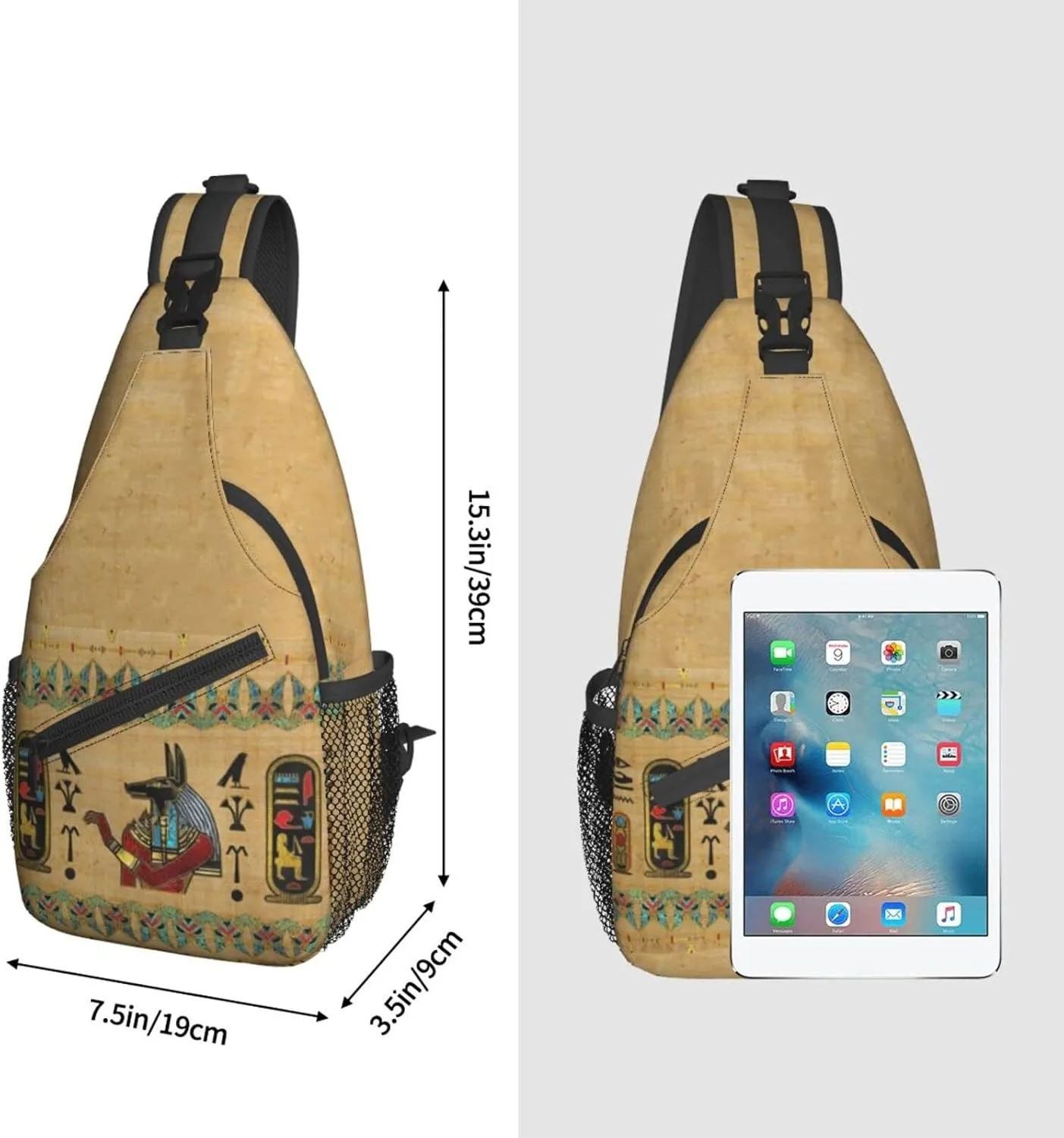 ASYG Ancient Egyptian Sling Bag Crossbody Chest Daypack Casual Backpack Egyptian Shoulder Bag Egyptian Decor