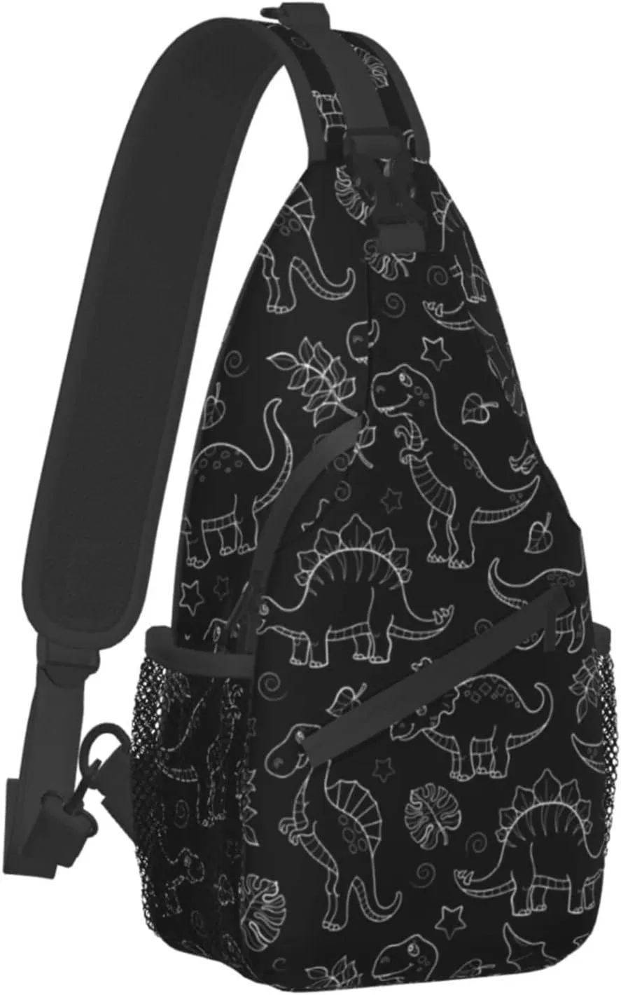 ASYG Dino Sling Bag Crossbody Chest Daypack Casual Backpack Dinosaur Shoulder Bag For Travel Hiking Sport Gym