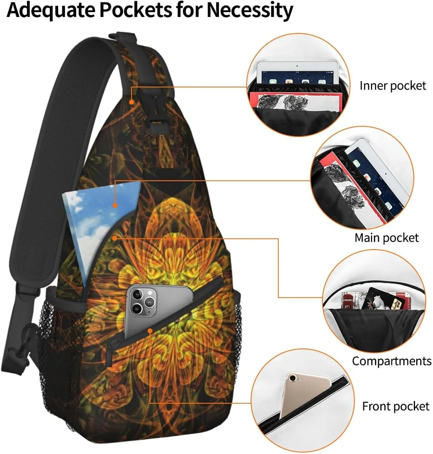 ASYG Dragonfly Sling Bag Crossbody Chest Daypack Casual Backpack Women Shoulder Bag For Travel Hiking Shopping Yoga