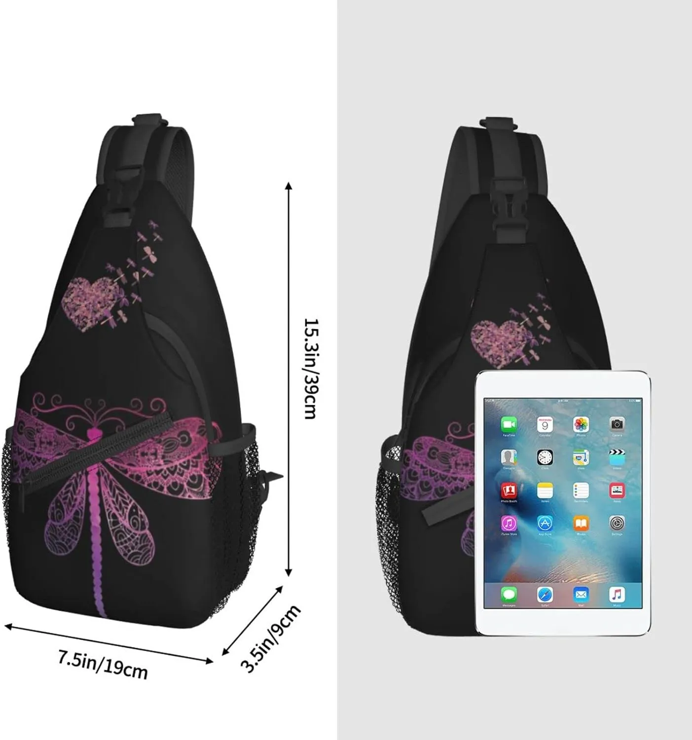 ASYG Dragonfly Sling Bag Crossbody Chest Daypack Casual Backpack Women Shoulder Bag For Travel Hiking Shopping Yoga
