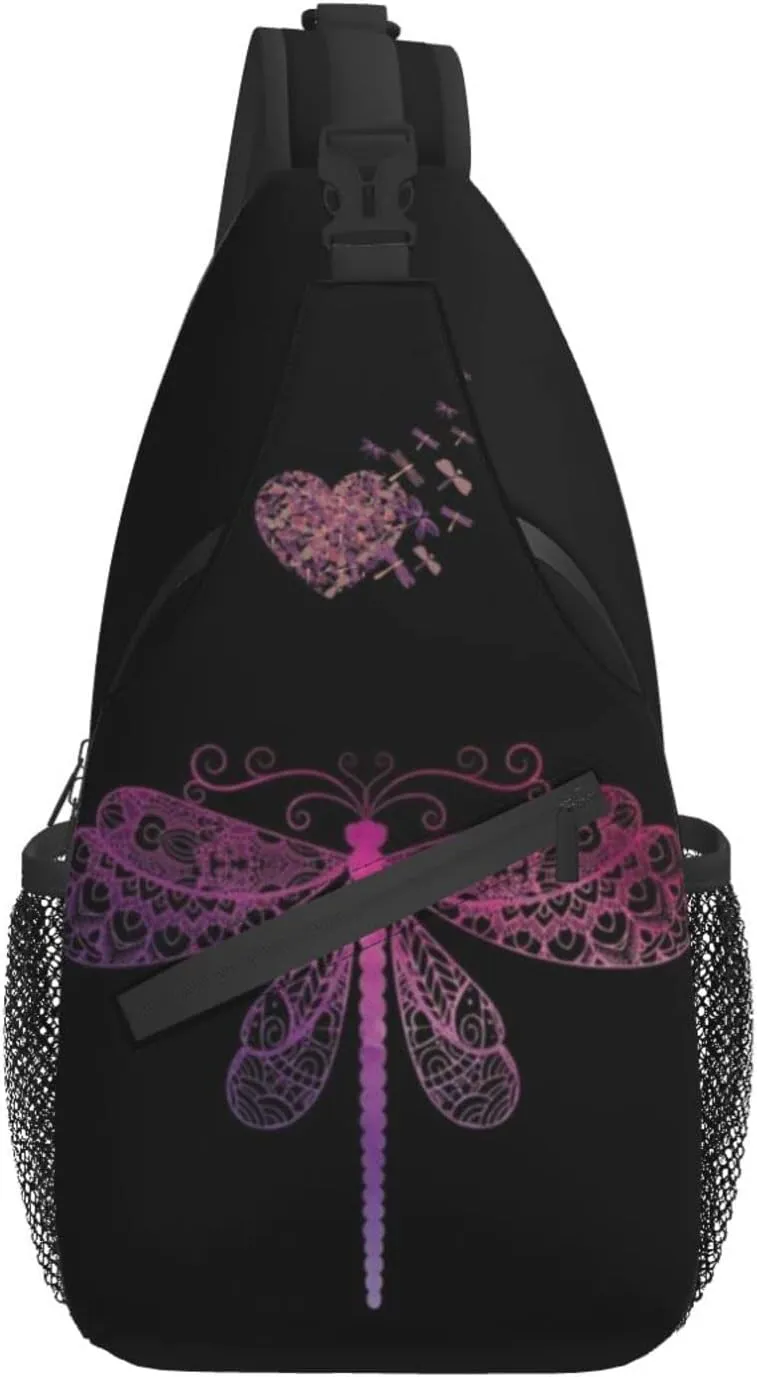 ASYG Dragonfly Sling Bag Crossbody Chest Daypack Casual Backpack Women Shoulder Bag For Travel Hiking Shopping Yoga