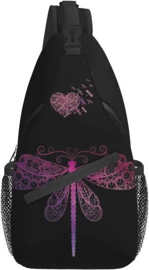 ASYG Dragonfly Sling Bag Crossbody Chest Daypack Casual Backpack Women Shoulder Bag For Travel Hiking Shopping Yoga