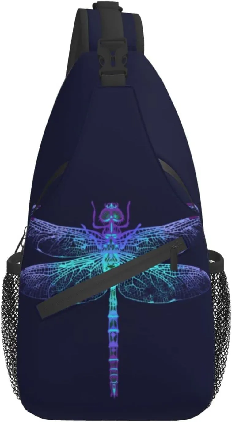 ASYG Dragonfly Sling Bag Crossbody Chest Daypack Casual Backpack Women Shoulder Bag For Travel Hiking Shopping Yoga
