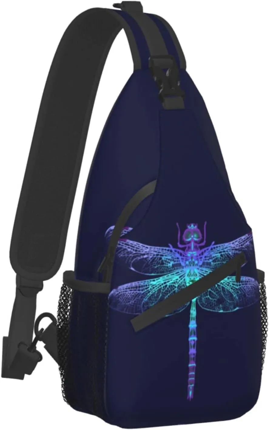 ASYG Dragonfly Sling Bag Crossbody Chest Daypack Casual Backpack Women Shoulder Bag For Travel Hiking Shopping Yoga