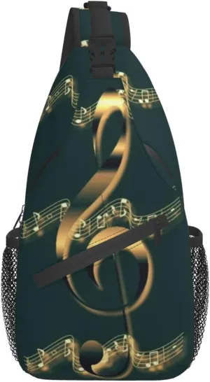 ASYG Music Sling Bag Crossbody Chest Daypack Casual Backpack Music Notes Shoulder Bag For Travel Hiking Sport Outdoor