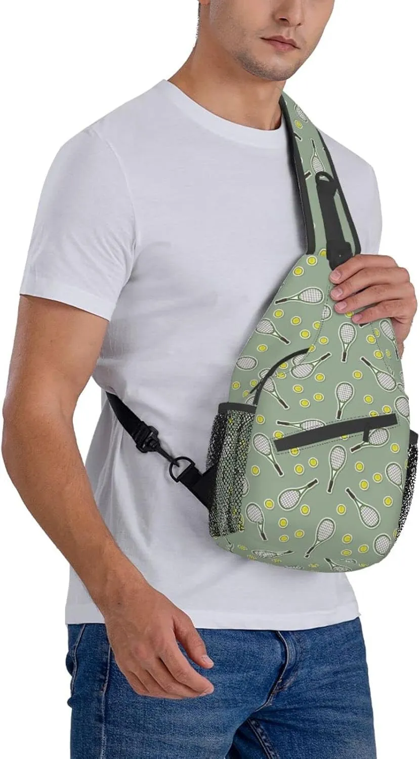 ASYG Tennis Sling Bag Sport Crossbody Chest Daypack Casual Backpack Tennis Shoulder Bag For Travel Picnic
