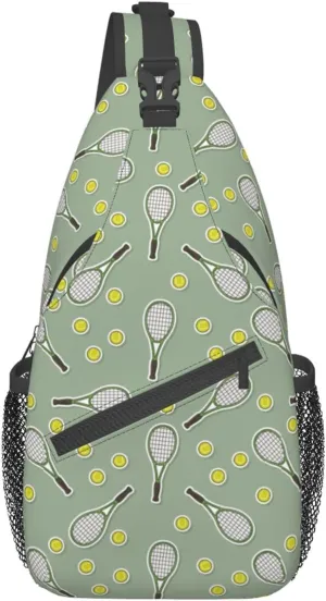 ASYG Tennis Sling Bag Sport Crossbody Chest Daypack Casual Backpack Tennis Shoulder Bag For Travel Picnic
