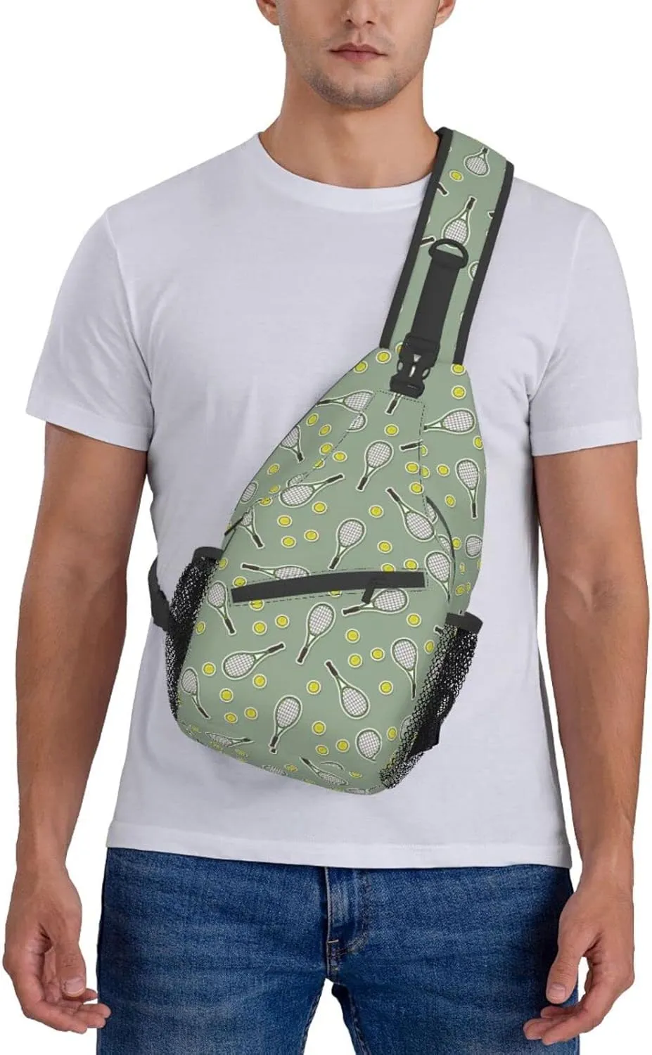 ASYG Tennis Sling Bag Sport Crossbody Chest Daypack Casual Backpack Tennis Shoulder Bag For Travel Picnic