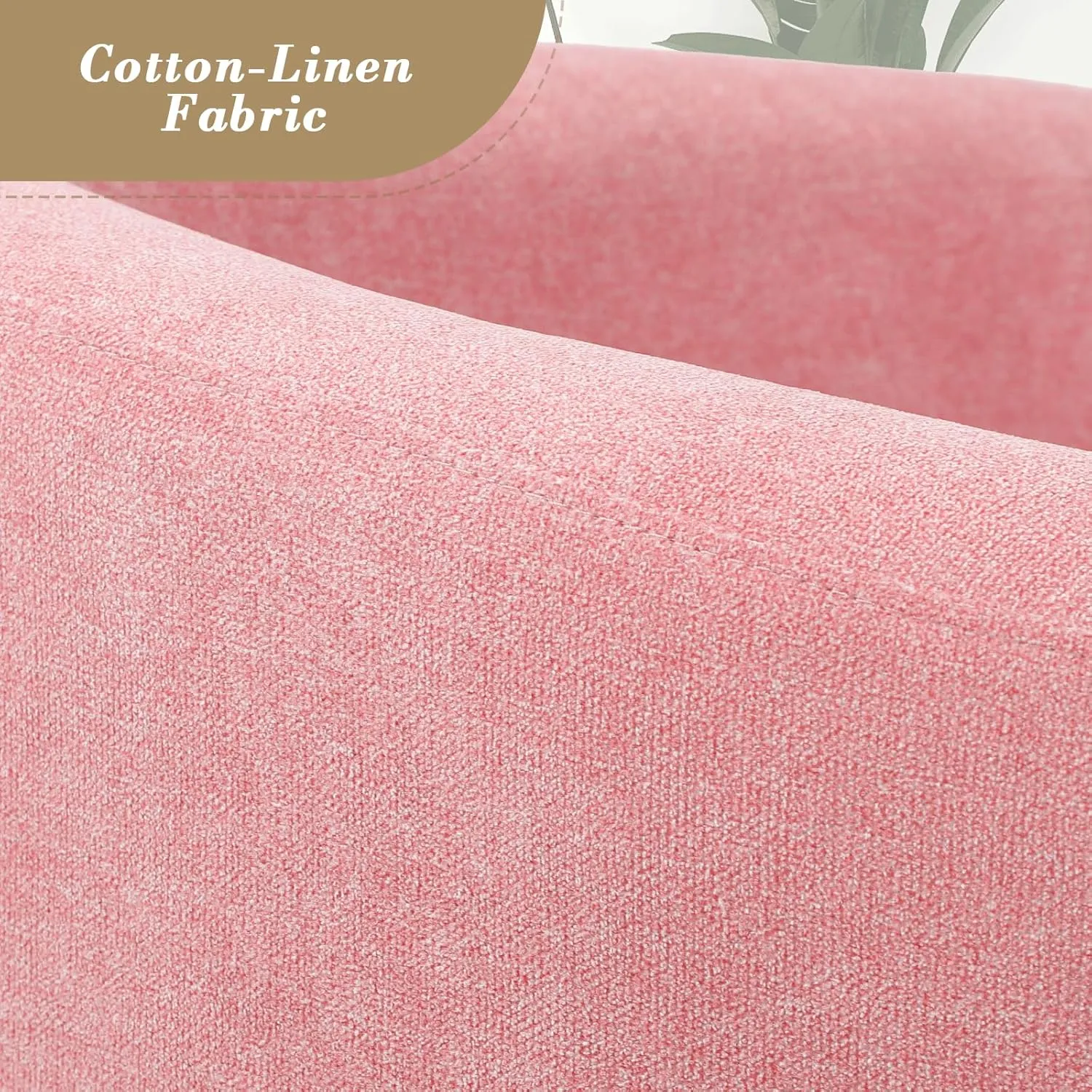 Athena Collection Modern Barrel Accent Chair with Ottoman, Furry Cozy Reading Arm Chair for Adults, Comfy Uphosltered Sofa Armchair with Footrest for Living Room, Bedroom, Small Space, Pink