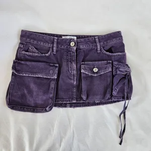 Attico Purple Denim Faye Mini Skirt