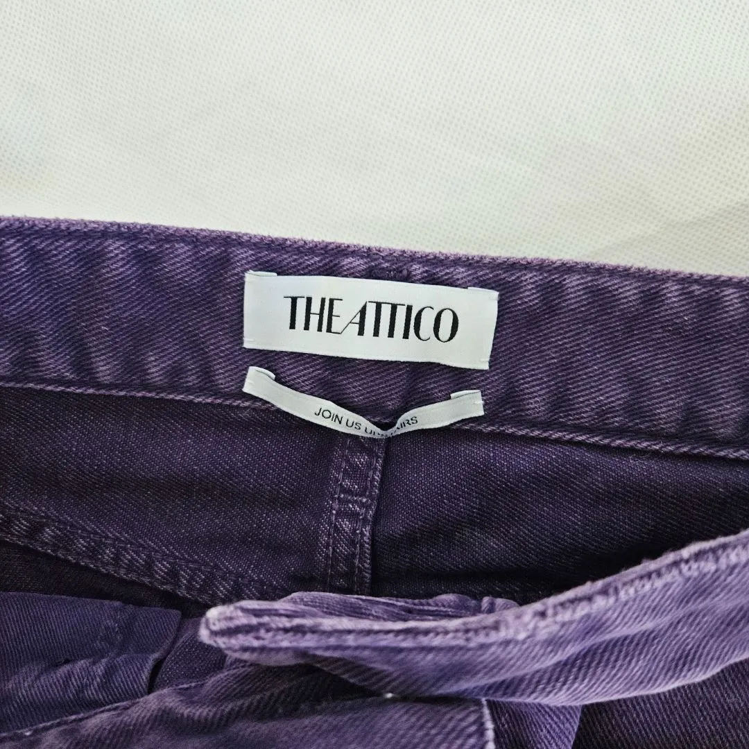 Attico Purple Denim Faye Mini Skirt