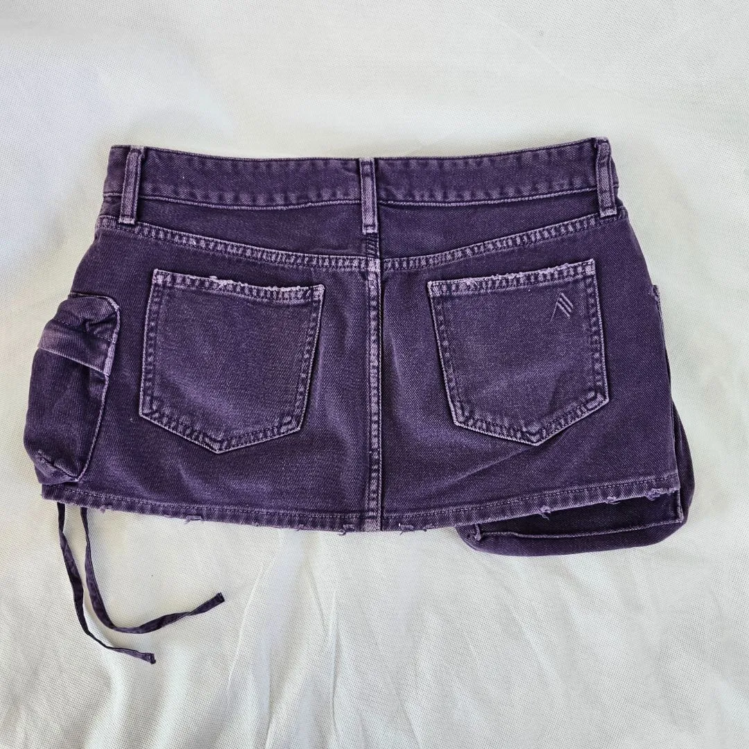 Attico Purple Denim Faye Mini Skirt