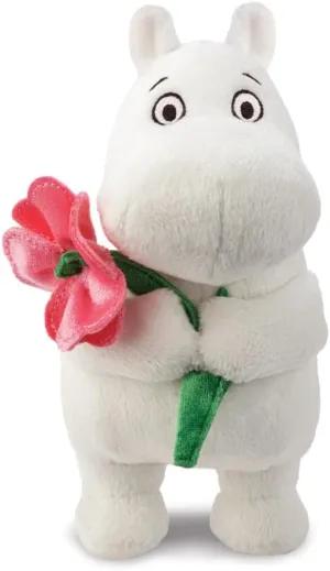 Aurora, 61556, Moomin Standing with Pink Flower 6.5 In, Soft Toy, White