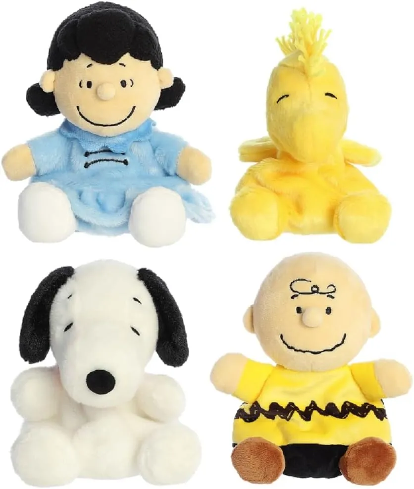Aurora Peanuts Palm Pal Plush Bundle, Charlie Brown, Lucy, Woodstock and Snoopy