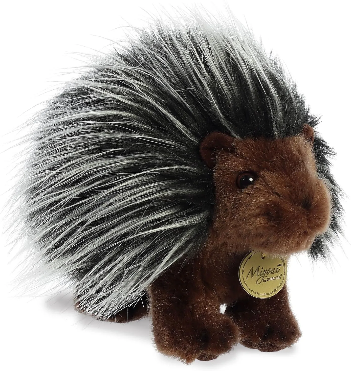 Aurora® Realistic Miyoni® Porcupine Stuffed Animal - Lifelike Detail - Cherished Companionship - Black 10 Inches