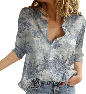 Autumn Blouses for Women 2024 Solid Lapel Long Sleeves T Shirt Blouse Tops Button Down Loose Casual Trendy Blouses
