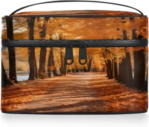 Autumn Tree Travel Toiletry Bag Large Capacity Makeup Case Organizer with Handle Cosmetic Case for Women Girls