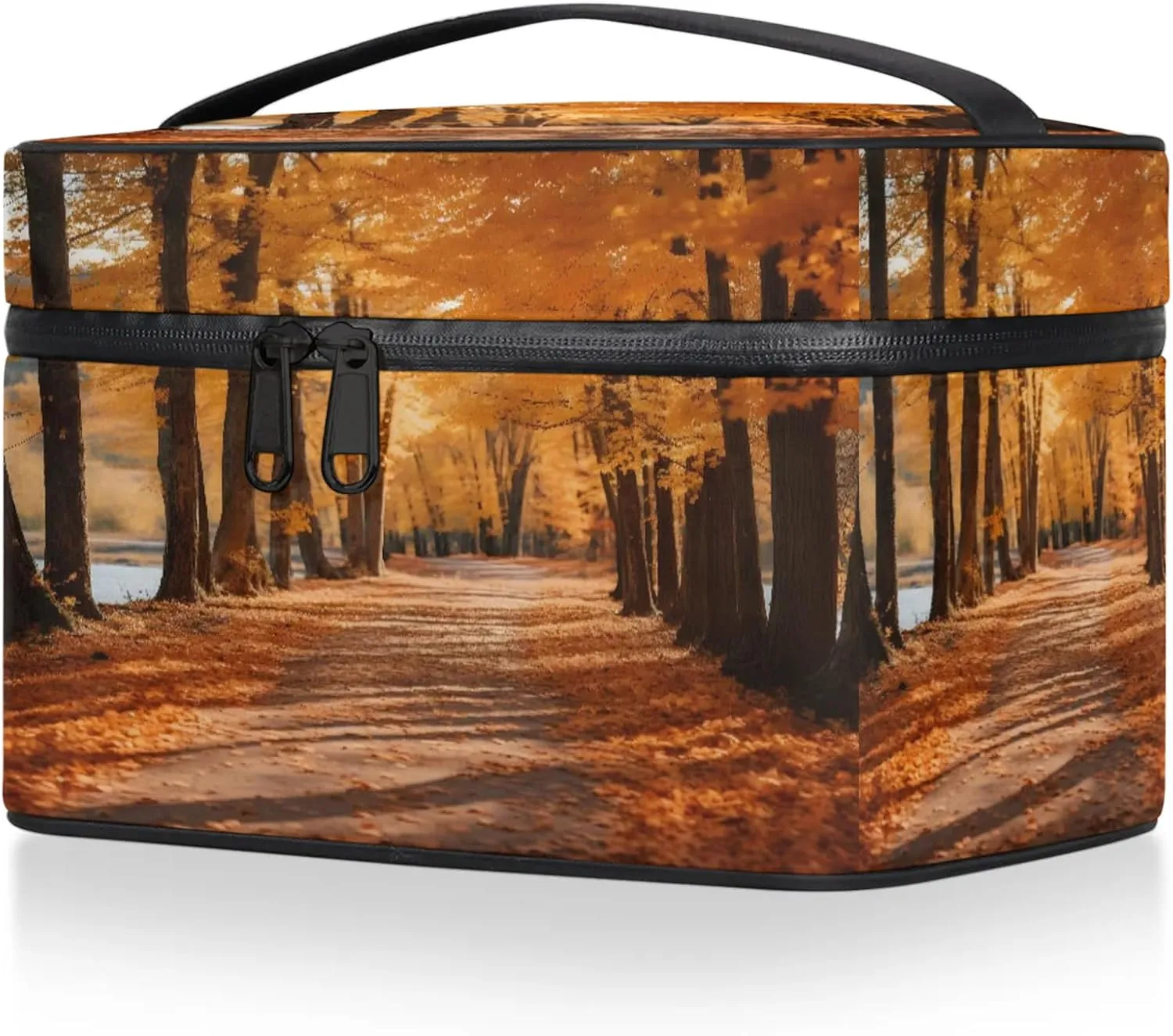 Autumn Tree Travel Toiletry Bag Large Capacity Makeup Case Organizer with Handle Cosmetic Case for Women Girls