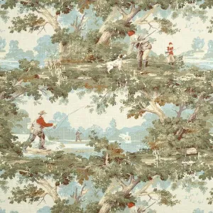 Avondale Vintage Tan Botanical Fisherman Toile Covington Fabric