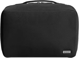 Away Small Toiletry Bag, Travel Essentials Organizer with Mesh and Clear Pockets, Waterproof, Easy to Clean, Compact Travel Pouch, Jet Black