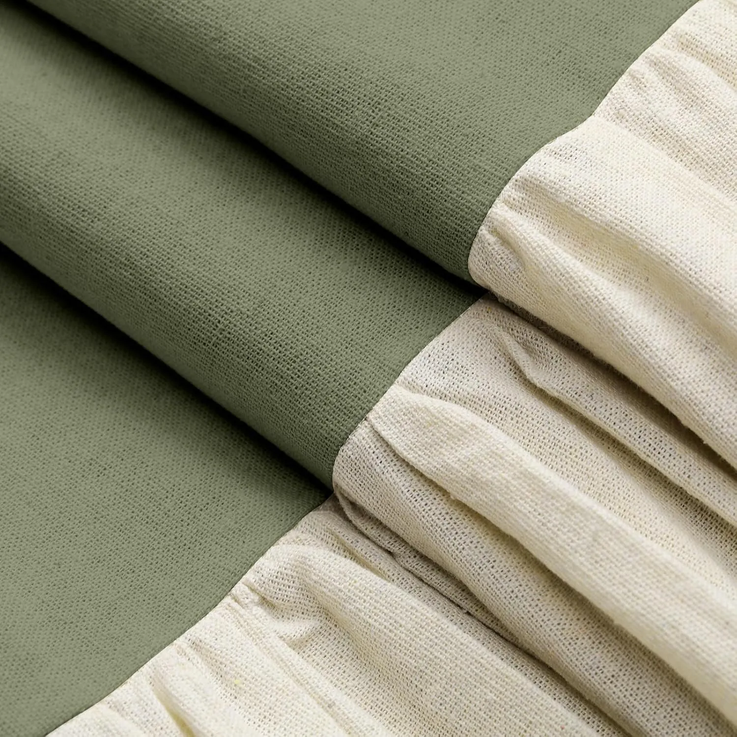 Awellife Ruffle Shower Curtain, Ruched Microfiber Vintage Handcrafted Bow Tie Bath Curtain for Master Bathroom, 72" W x 72" H Green