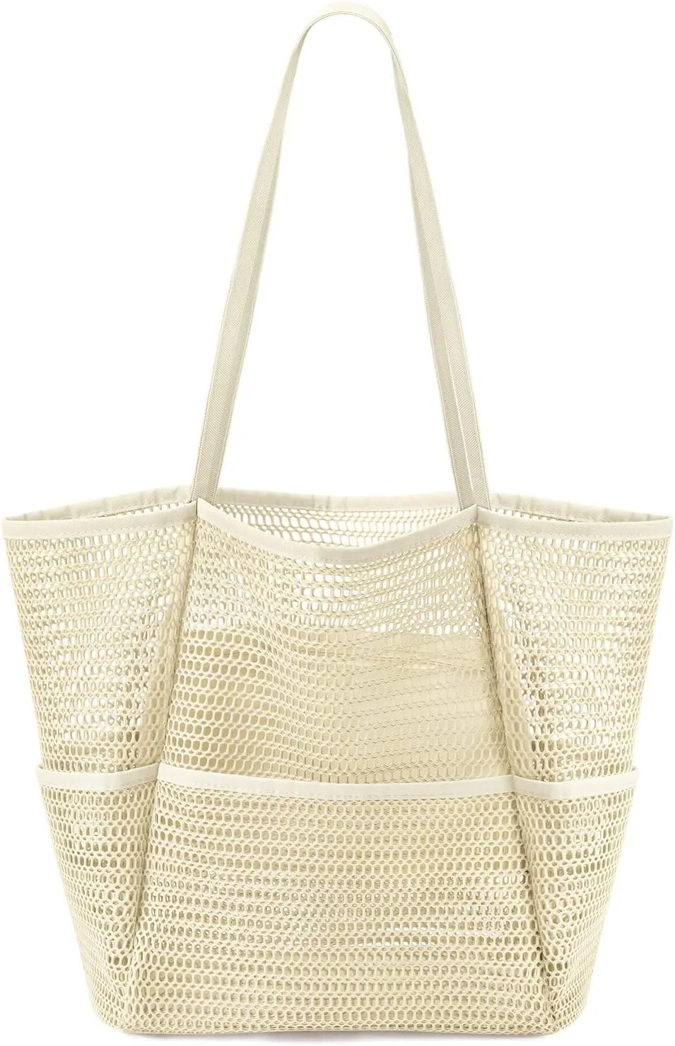 Ayieyill Mesh Beach Bag Tote Bag for Women, Foldable Swim Large Beach Tote Bag with Zipper Pockets Waterproof Sandproof