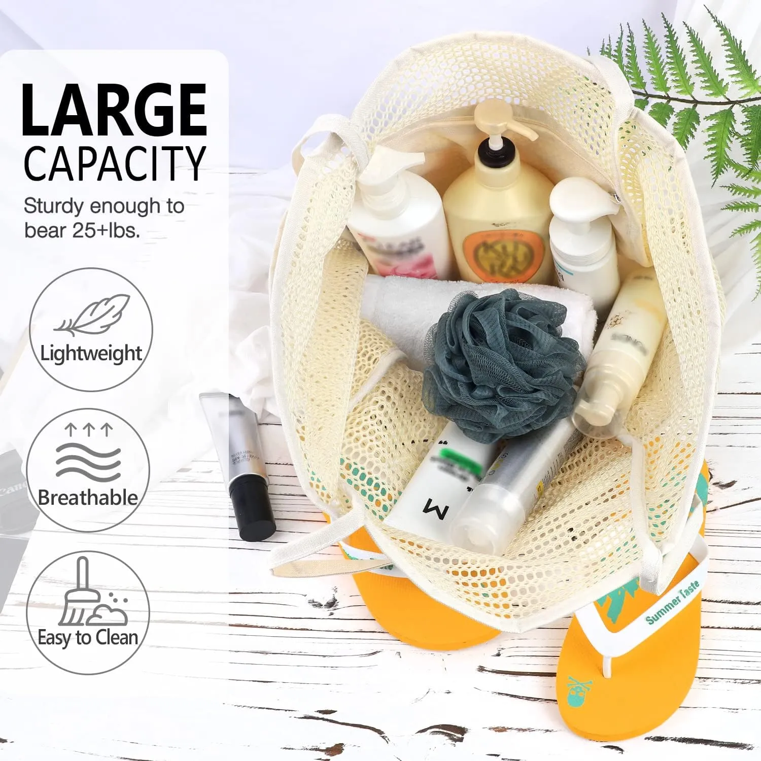 Ayieyill Mesh Beach Bag Tote Bag for Women, Foldable Swim Large Beach Tote Bag with Zipper Pockets Waterproof Sandproof