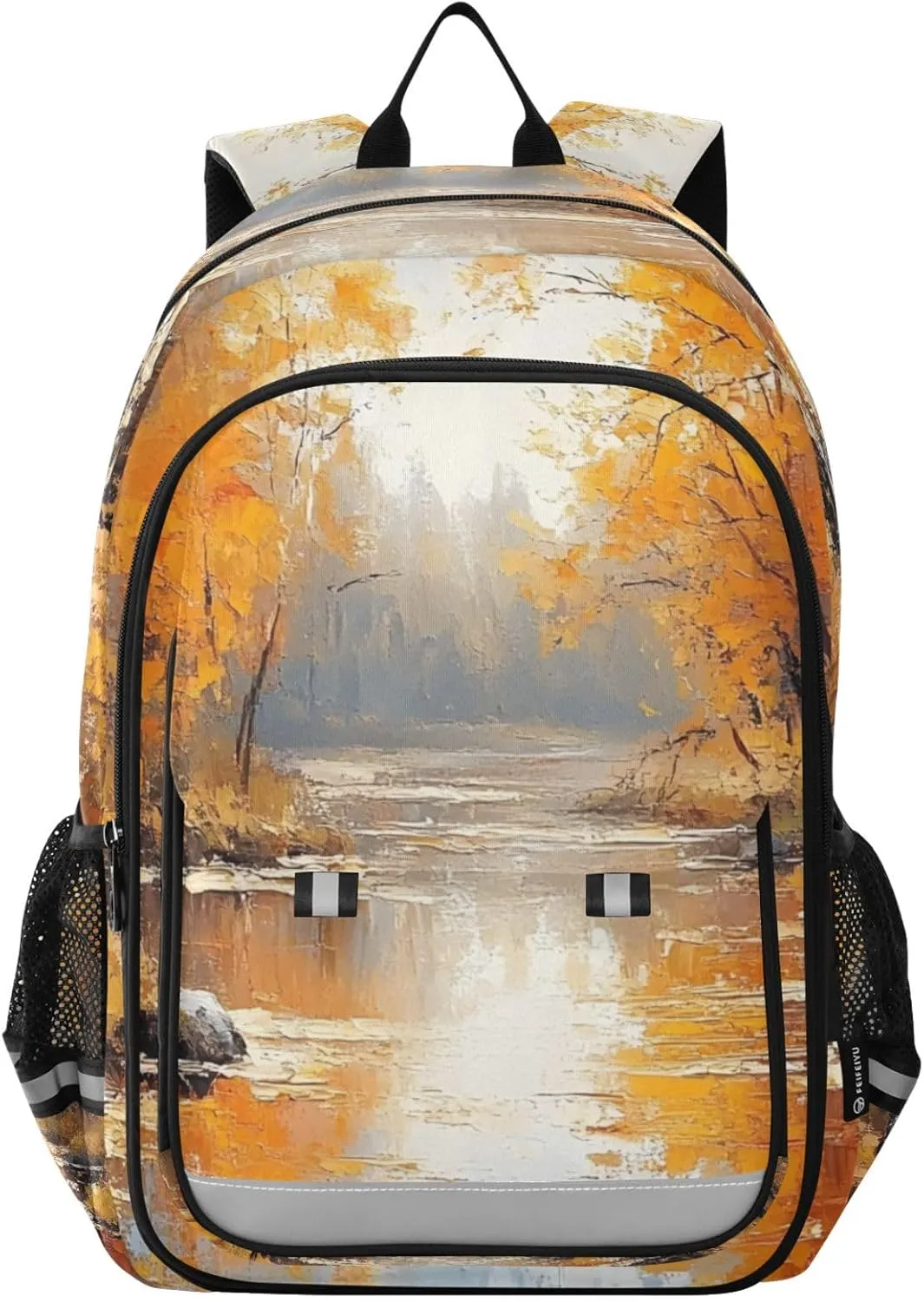 Backpack Autumn Birch Tree Landscape Travel Laptop Daypack Shoulder Bag Book Bag Daypack with Reflective Strip 12.9 ×17.7 In