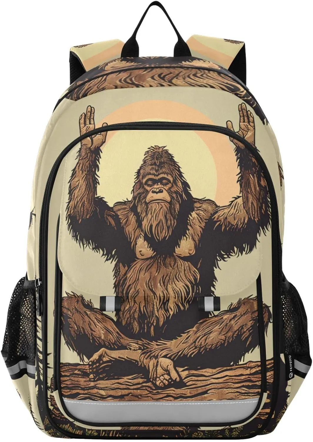 Backpack Gorilla Log Trees Travel Laptop Daypack Shoulder Bag Book Bag Daypack with Reflective Strip 12.9 ×17.7 In