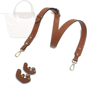 Bag Strap Compatible with L.ongchamp LePliage Handbag, Crossbody Leather Purse Replacement Strap, Adjustable Straps Fit for Le Pliage S/M/L Handbag, Comes with Gift Box Packaging(Brown-Gold)