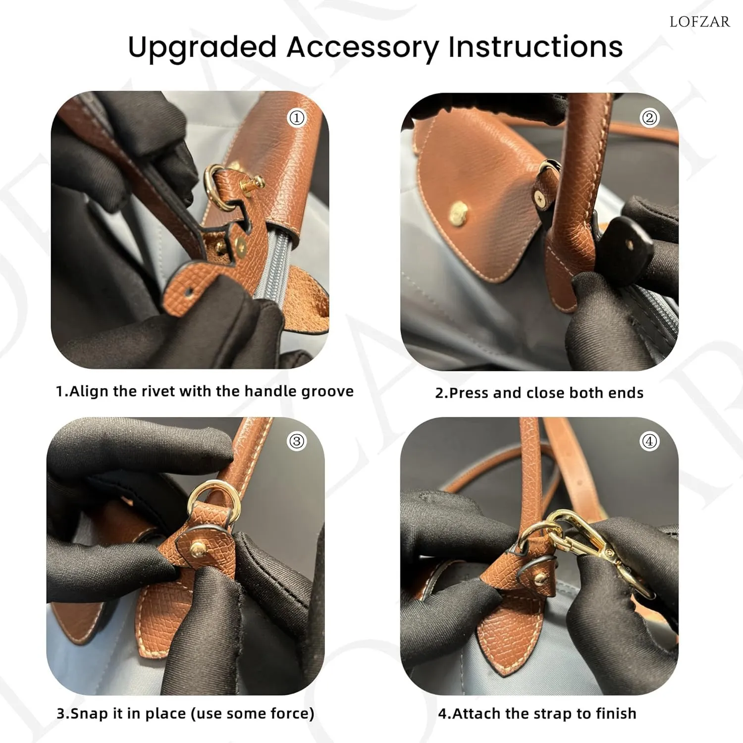 Bag Strap Compatible with L.ongchamp LePliage Handbag, Crossbody Leather Purse Replacement Strap, Adjustable Straps Fit for Le Pliage S/M/L Handbag, Comes with Gift Box Packaging(Brown-Gold)