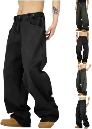Baggy Jeans for Men Y2K Streetwear Vintage Straight Wide Leg Casual Loose Fit Denim Pants Hip Hop Skater Long Jeans
