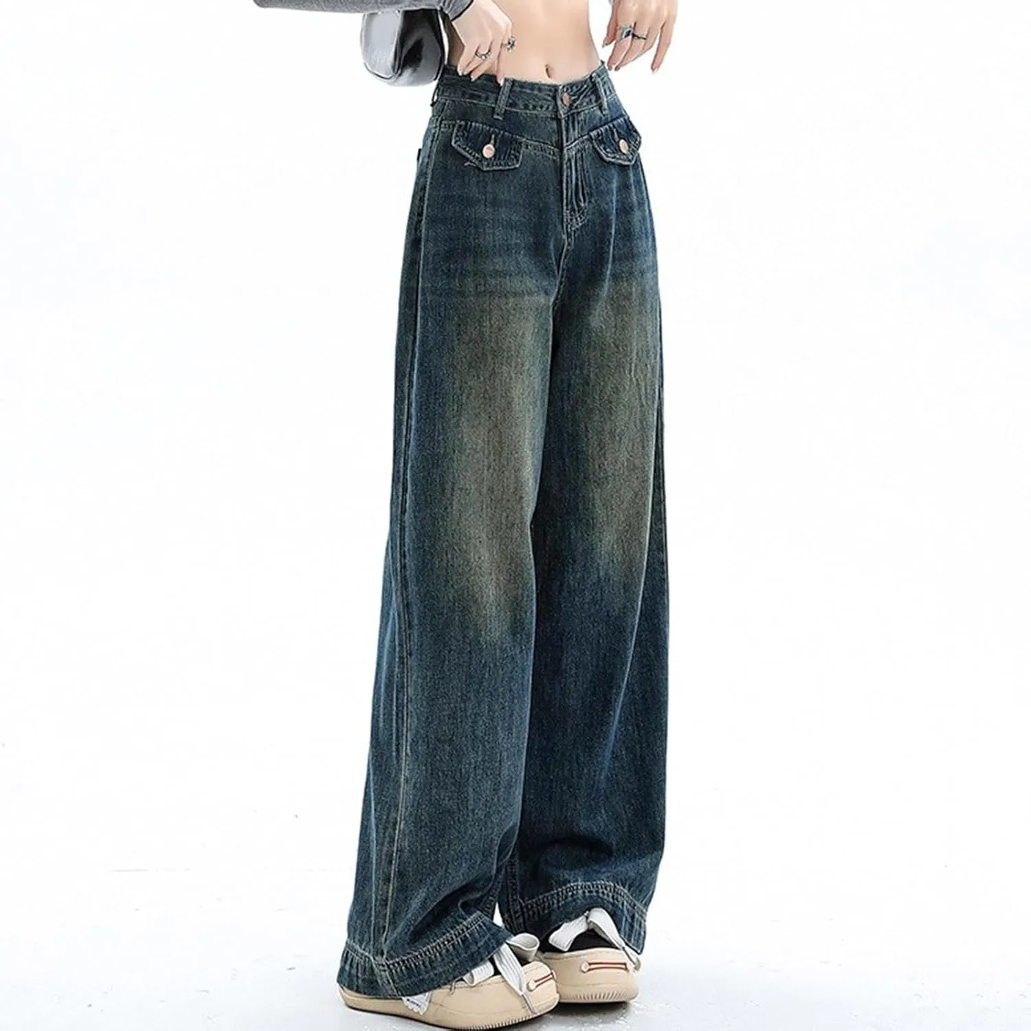Baggy Jeans for Women High Waist Y2K Boyfriend Jeans Vintage Loose Wide Leg Denim Pants Teen Girls Hiphop Streetwear