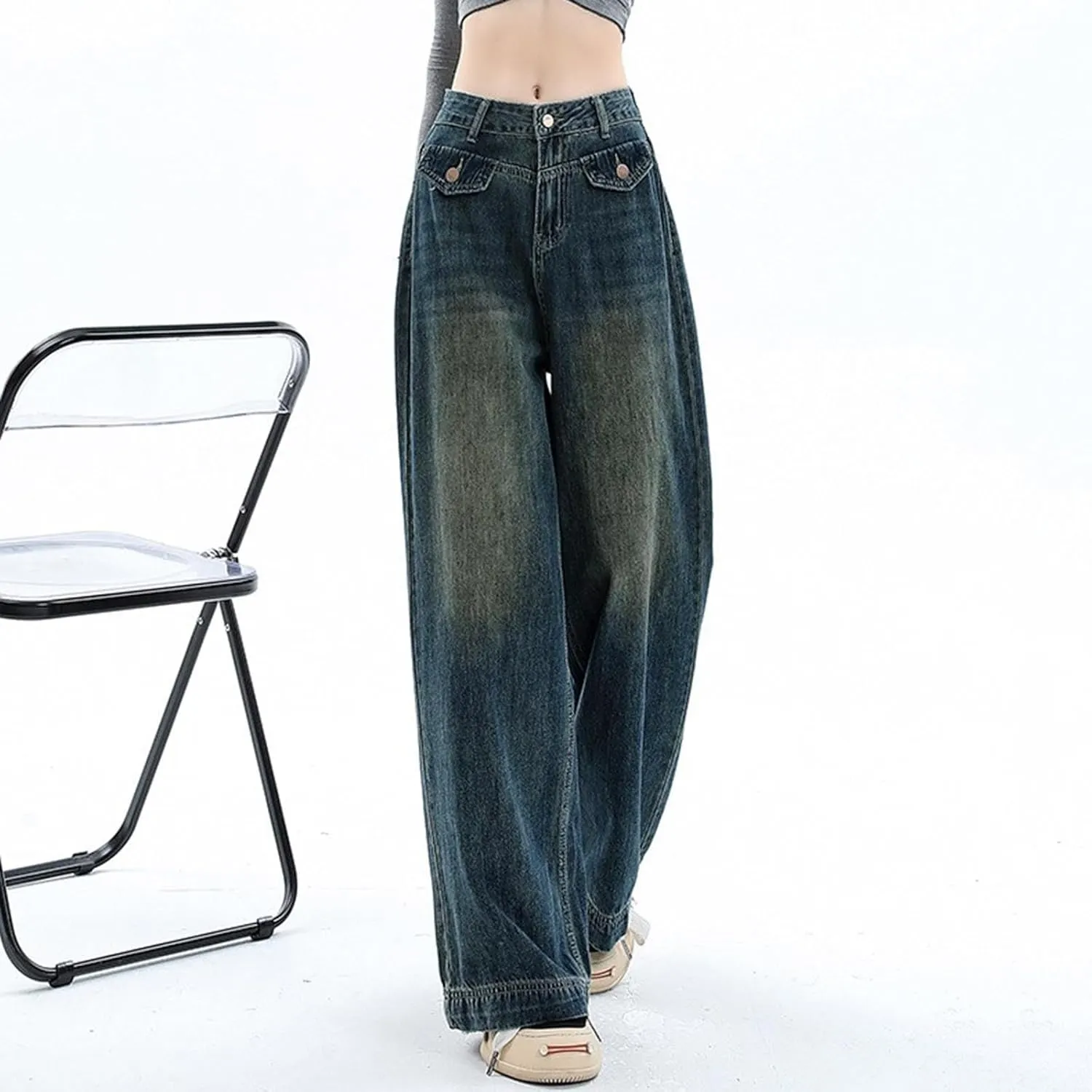 Baggy Jeans for Women High Waist Y2K Boyfriend Jeans Vintage Loose Wide Leg Denim Pants Teen Girls Hiphop Streetwear