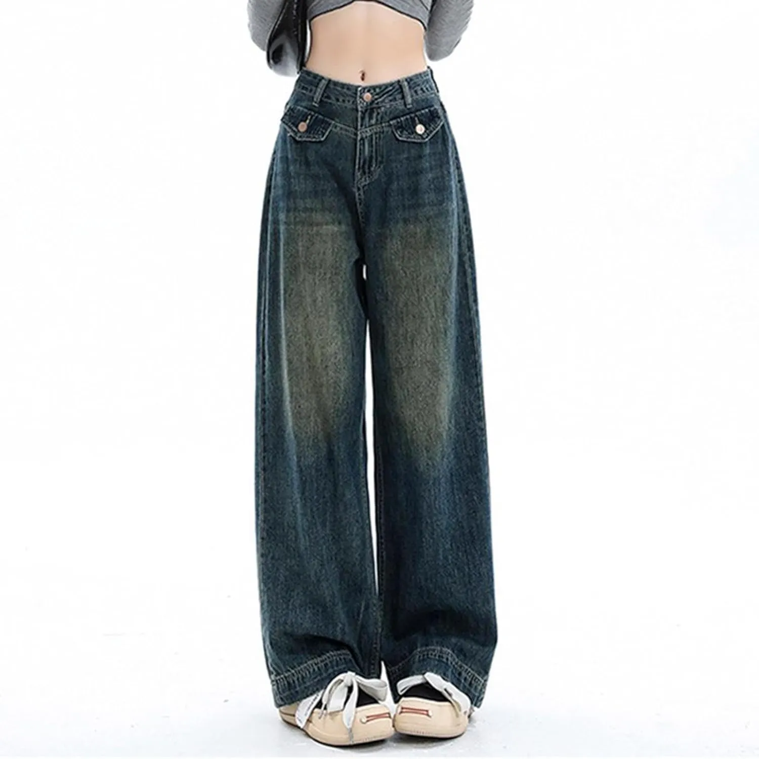 Baggy Jeans for Women High Waist Y2K Boyfriend Jeans Vintage Loose Wide Leg Denim Pants Teen Girls Hiphop Streetwear