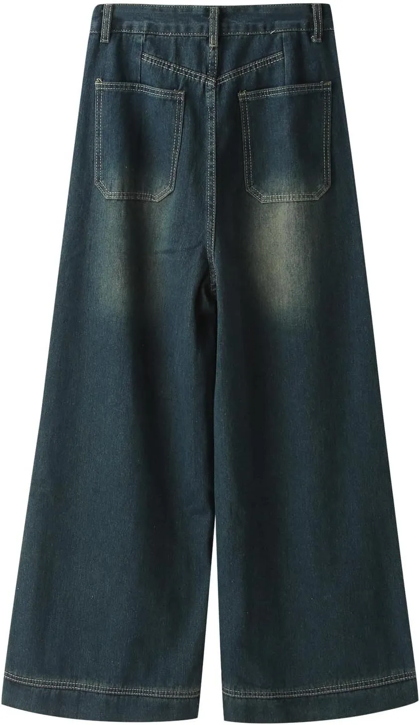 Baggy Jeans for Women High Waist Y2K Boyfriend Jeans Vintage Loose Wide Leg Denim Pants Teen Girls Hiphop Streetwear