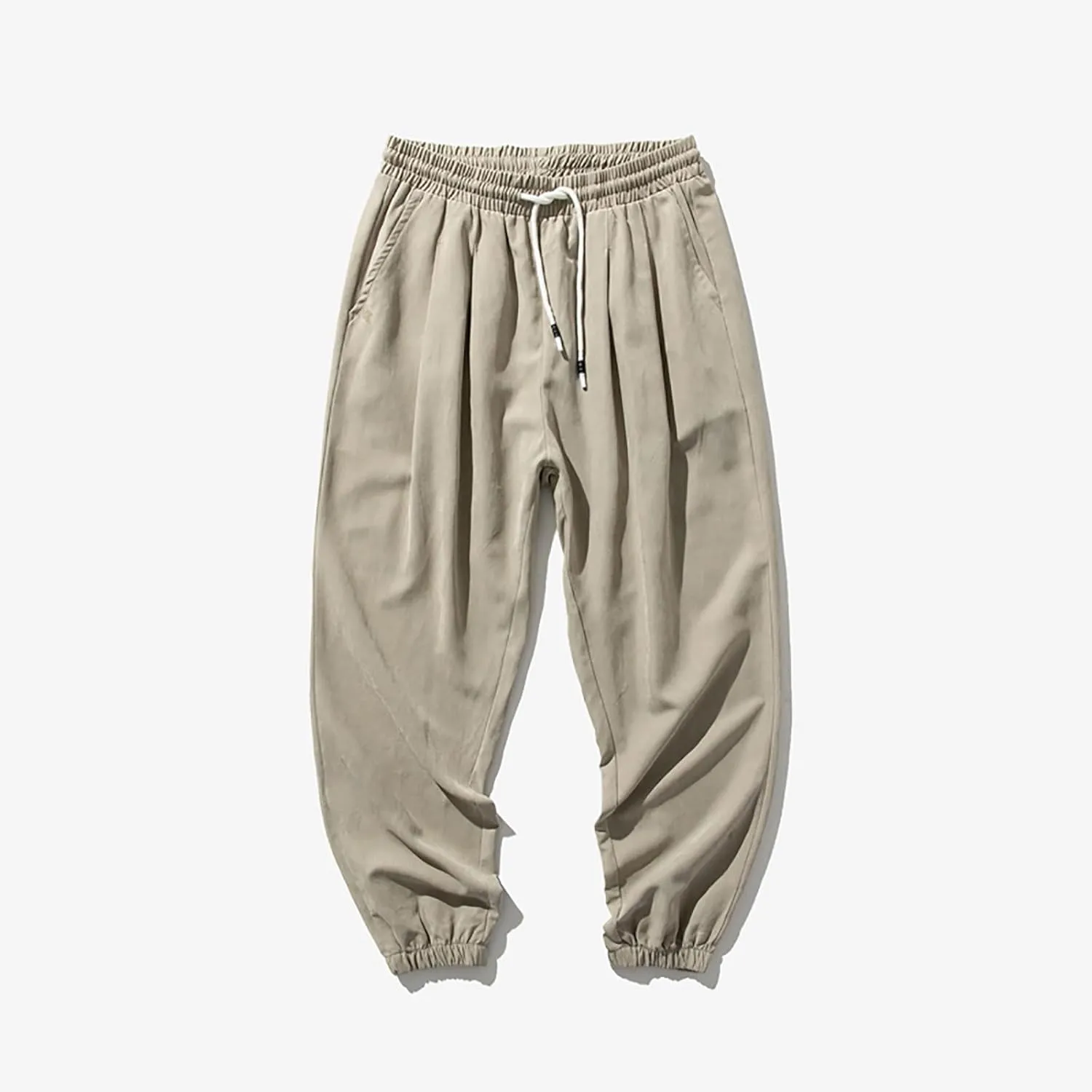 Baggy Sweatpants for Men Casual Fashion Drawstring Elastic Waist Solid Beam Feet Pants Athletic Apered Joggers
