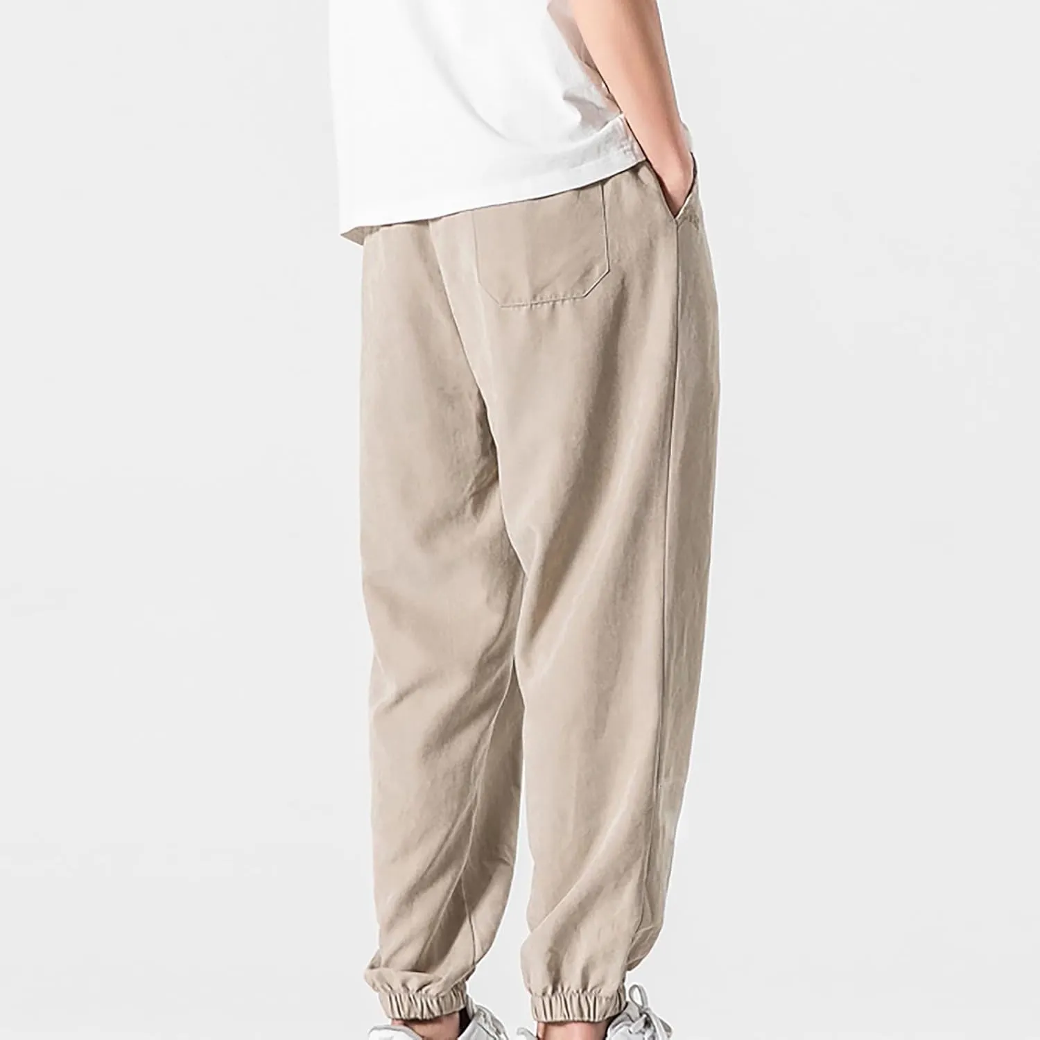 Baggy Sweatpants for Men Casual Fashion Drawstring Elastic Waist Solid Beam Feet Pants Athletic Apered Joggers